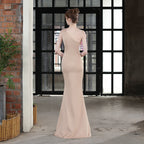 Women's Bride Long One-Shoulder Dinner Slim Fit Fishtail Wedding Gala Dress