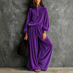 Autumn Winter Loose Long Sleeve Sweatershirt Wide Leg Pants Two Piece Women Clothing Velvet Casual Two Piece Sets