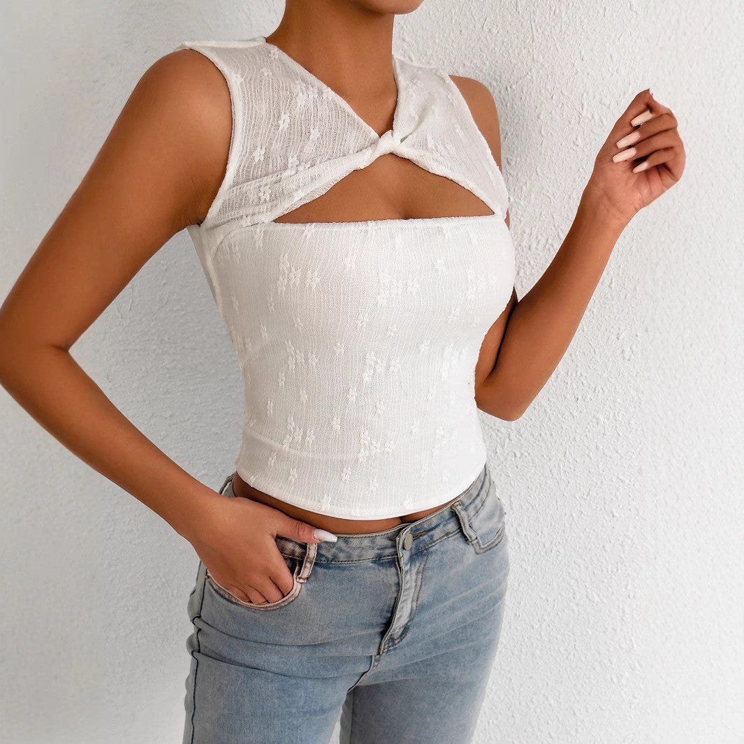 Women's Lace Slim-Fit Short-Sleeve Top