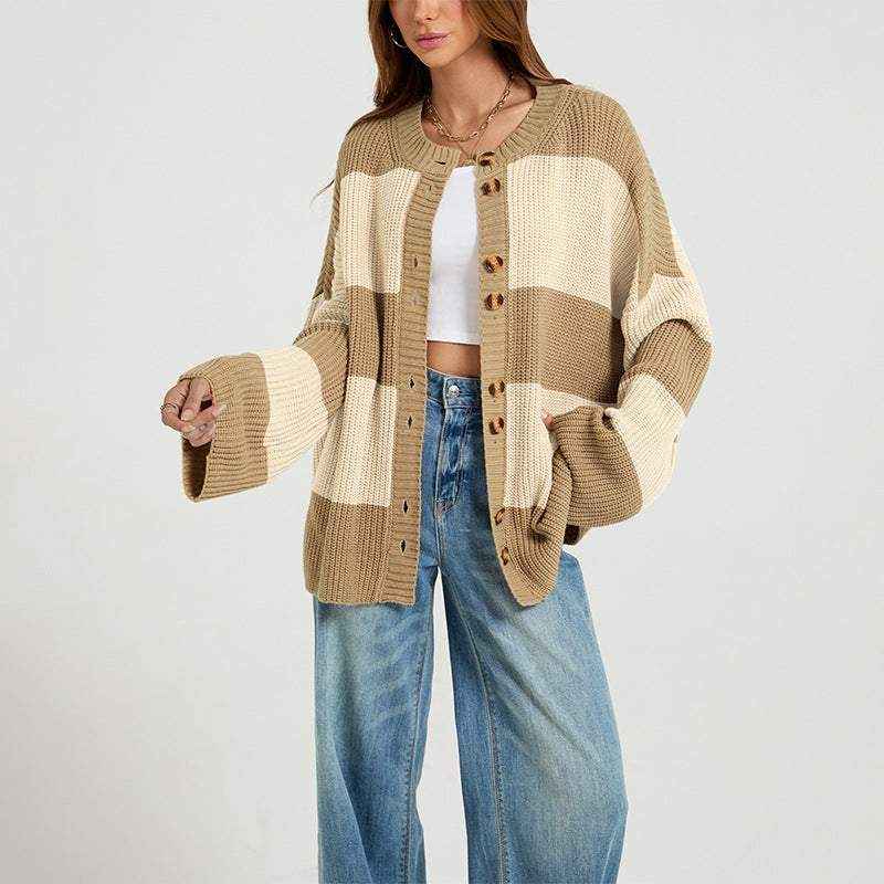Women's Striped Knit Cardigan