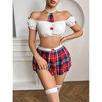 Sexy Cos College Sexy Uniform Five Piece Set Plaid Seduction Nightdress Seduction Underwear