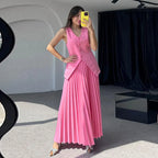 Women's Pleated Top And Skirt Two-Piece Set
