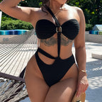 Shoulder Hollow One-piece Swimwear