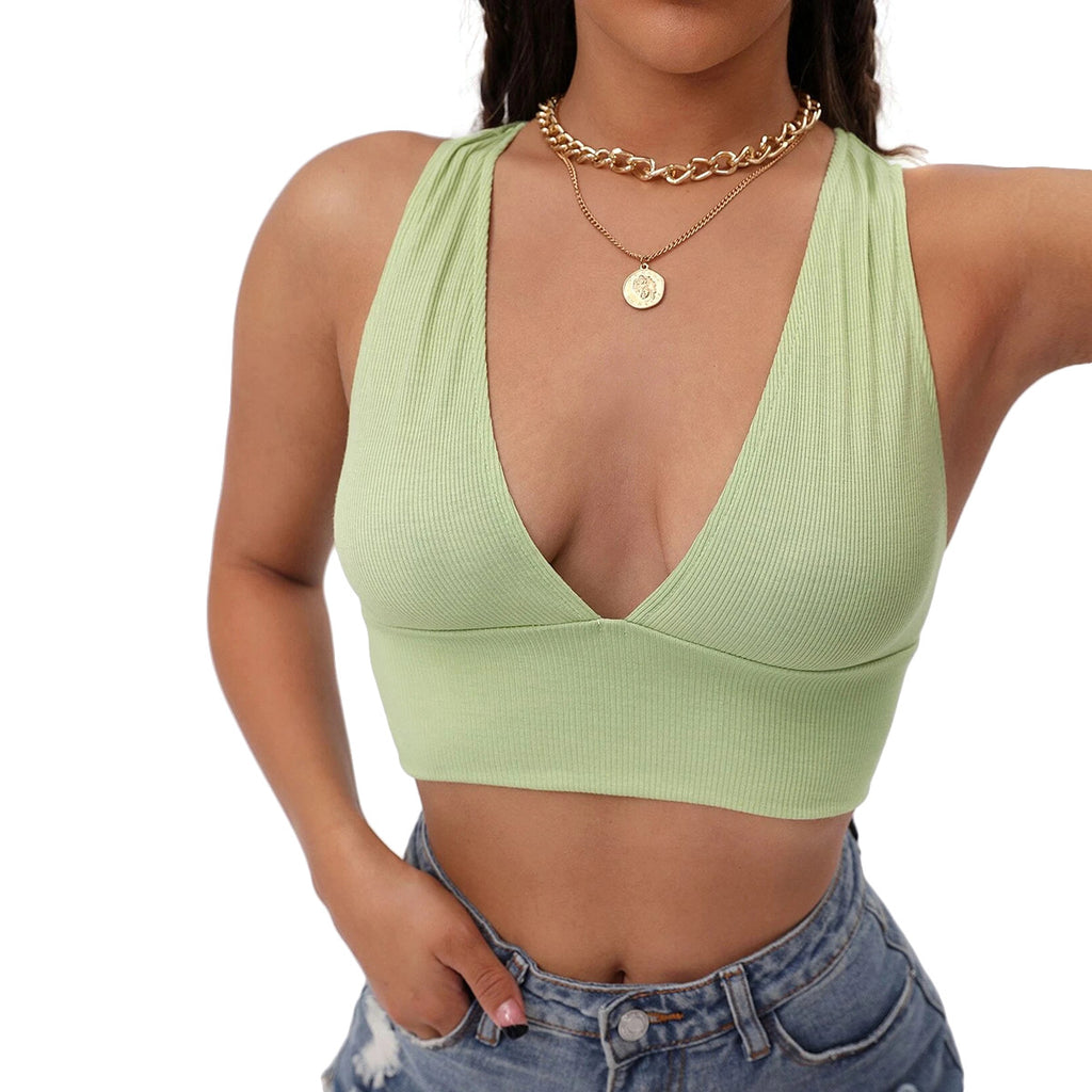 Women's Slim-Fit V-Neck Backless Vest Top