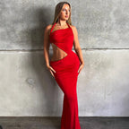 Women's Halter Cutout Backless Ruched Maxi Dress