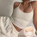 's Knitted Halterneck Vest Careful Machine Design Sling Basic Top