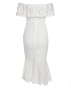 Women's White Off-Shoulder Lace Cocktail Dress