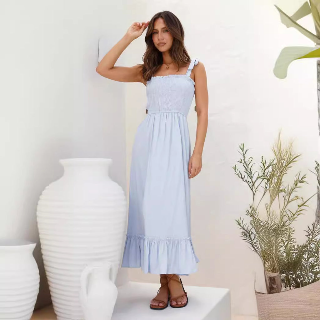Women's Smocked Ruffle Spaghetti-Strap Summer Dress