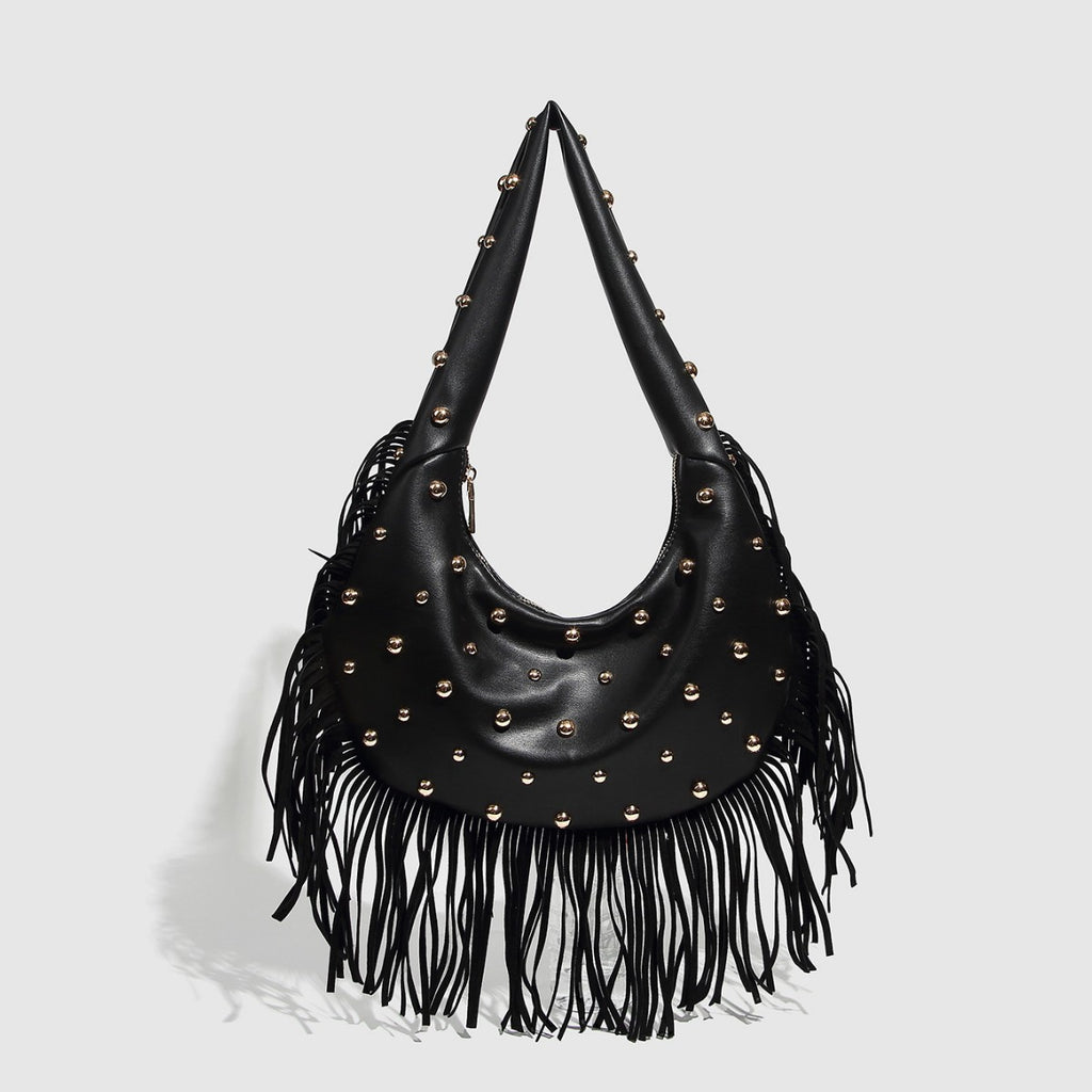 Women's Tassel Rivet Shoulder Bag
