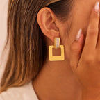 Geometric Square Gold Earrings