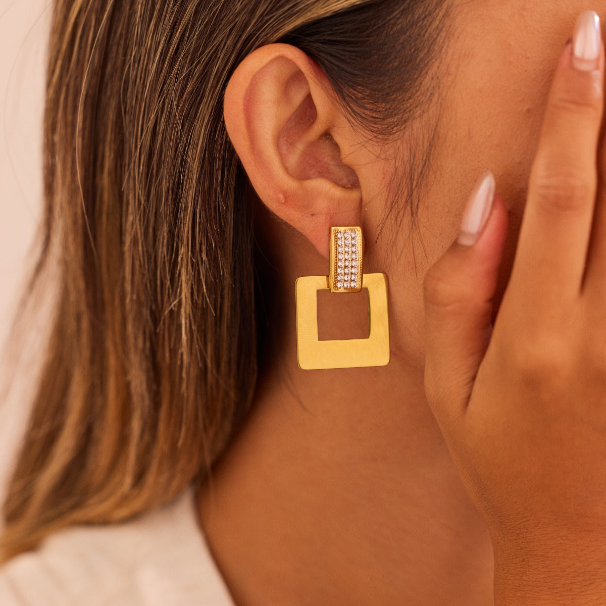 Geometric Square Gold Earrings