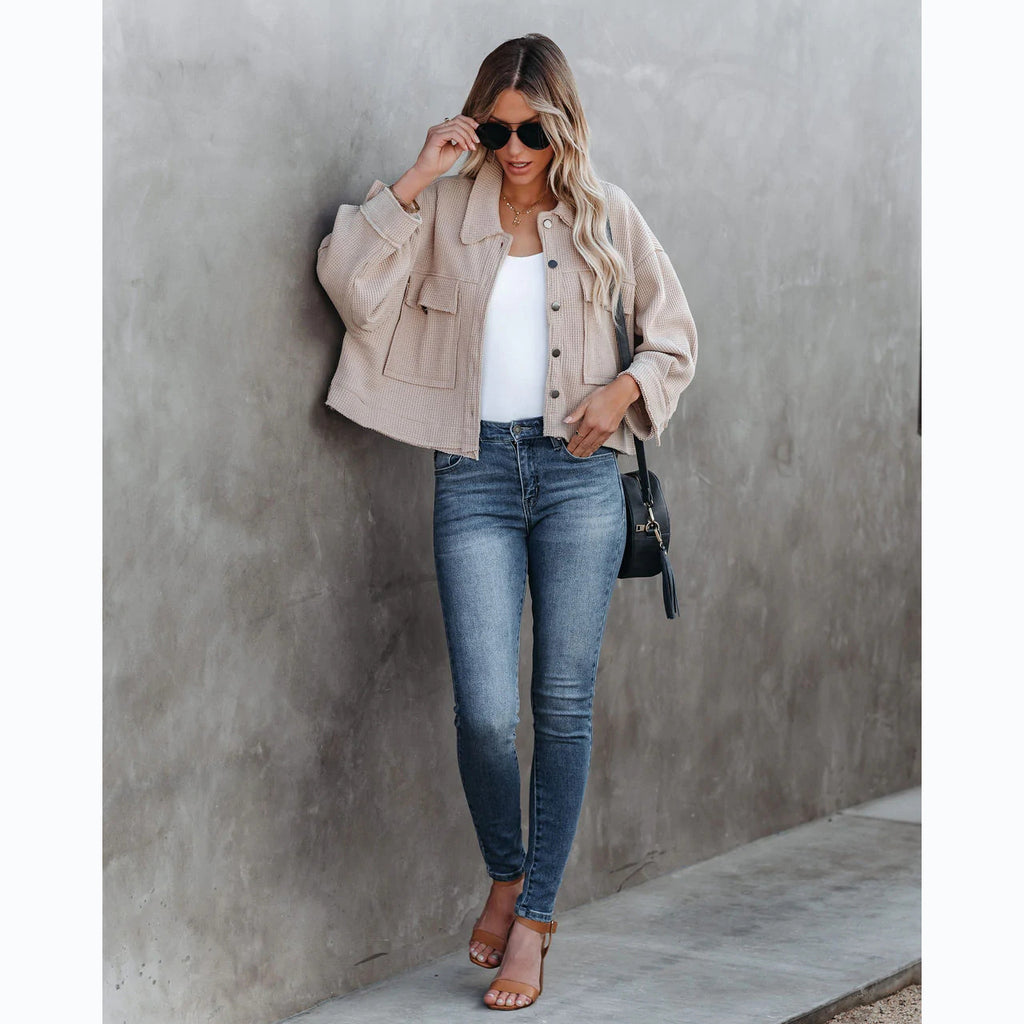 Women's Collared Waffle Coat