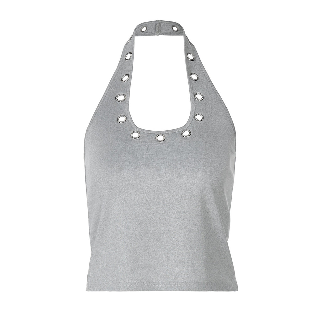 's Street Corns Design Solid Color All Match Halterneck Vest Top
