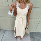 Women's Summer Cami Solid Color Split Sleeveless Dress