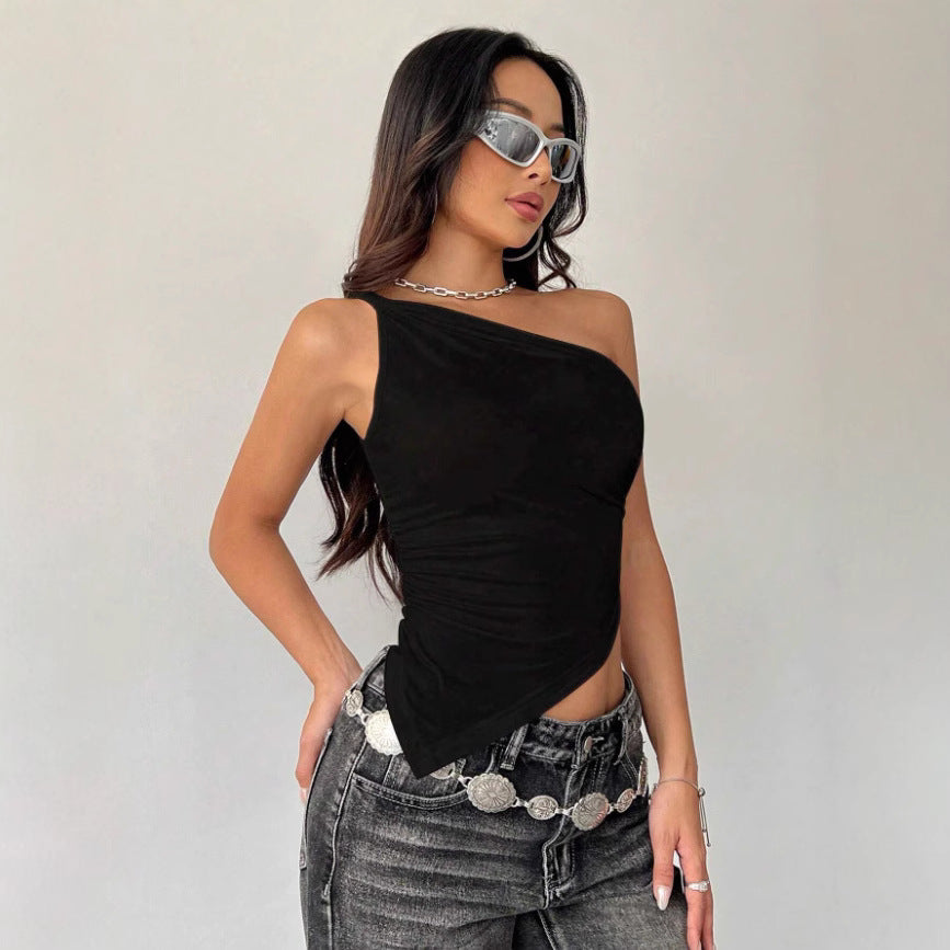Women's Sweet Spicy Vest Irregular Asymmetric Hem Off The Shoulder Top