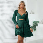 Double Sided Wear Vacation Tiered Dress Casual