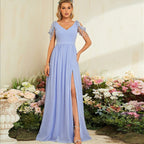 Women's V-Neck Slit Evening Dress