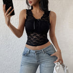 's Slim Lace Vest See Through Lace Tops Outerwear Cardigan