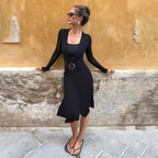 Women's Retro Square-Neck Twist-Detail Dress