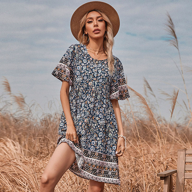 Summer Bohemian Ethnic Print Dress