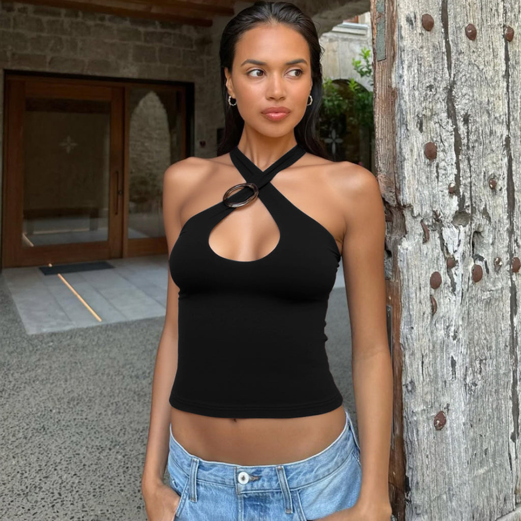 Women's Lace-Up Cutout Sleeveless Top