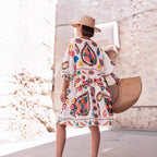 Floral V-Neck Short-Sleeve Mini Dress