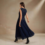 Women's Spring Summer Woolen Stitching Vest Pleated Dress