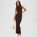 Women's Summer Solid Color Round Neck Unrepaired Irregular Asymmetric