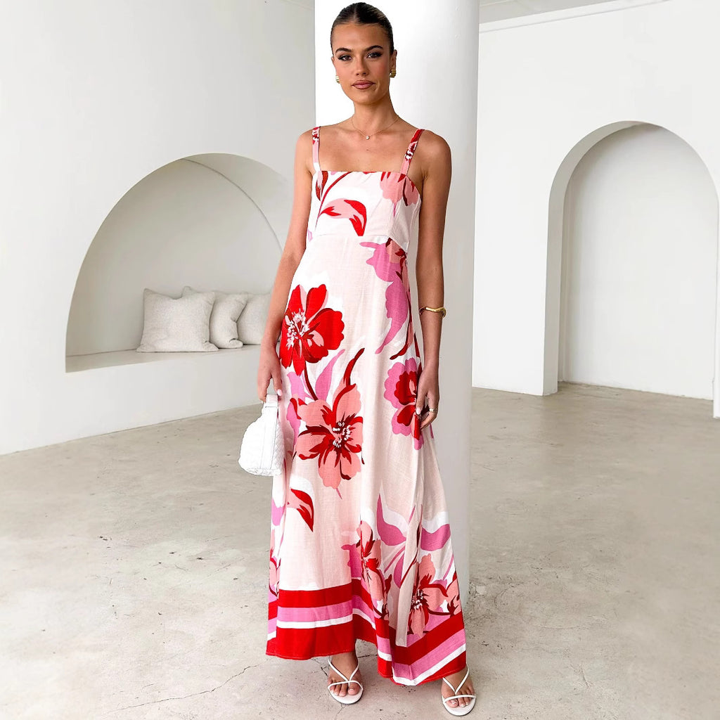 Strap Summer Printed Strap A-Line Dress