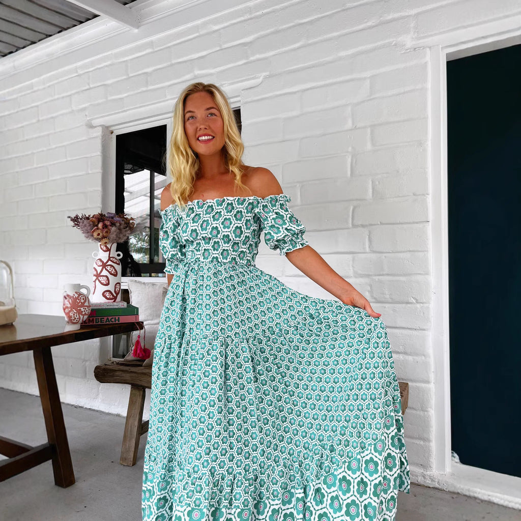 Women's Printed Puff Sleeve Dress