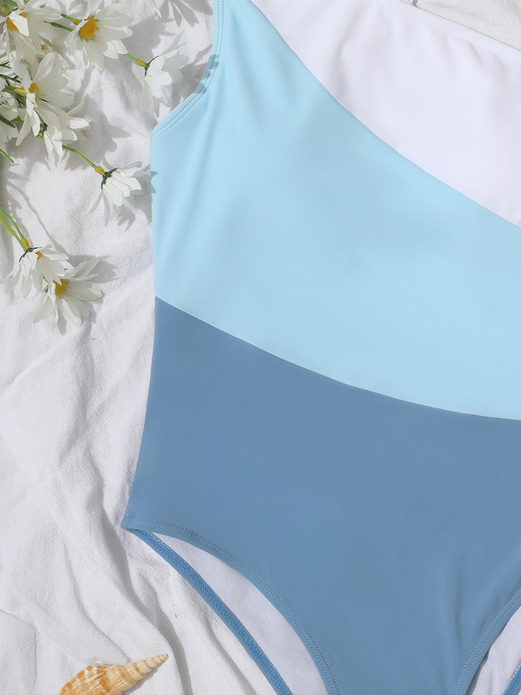 Shoulder Color One-piece Swimwear