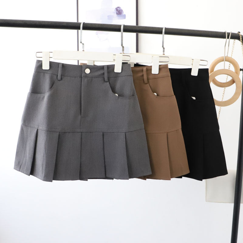 Upper Body A Line Early Autumn Korean Stitching Skirt