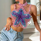Women's Rhinestone Chain Halter Top
