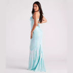 Sexy V Neck Sequ Floor-Length Evening Dress Elegant Cocktail Party Party Dress