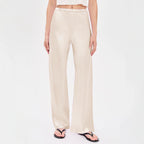 Women Clothing Imitation Acetate Satin Wide Leg Pants Boutique High Waist Elastic Drape Solid Color Trousers for Women