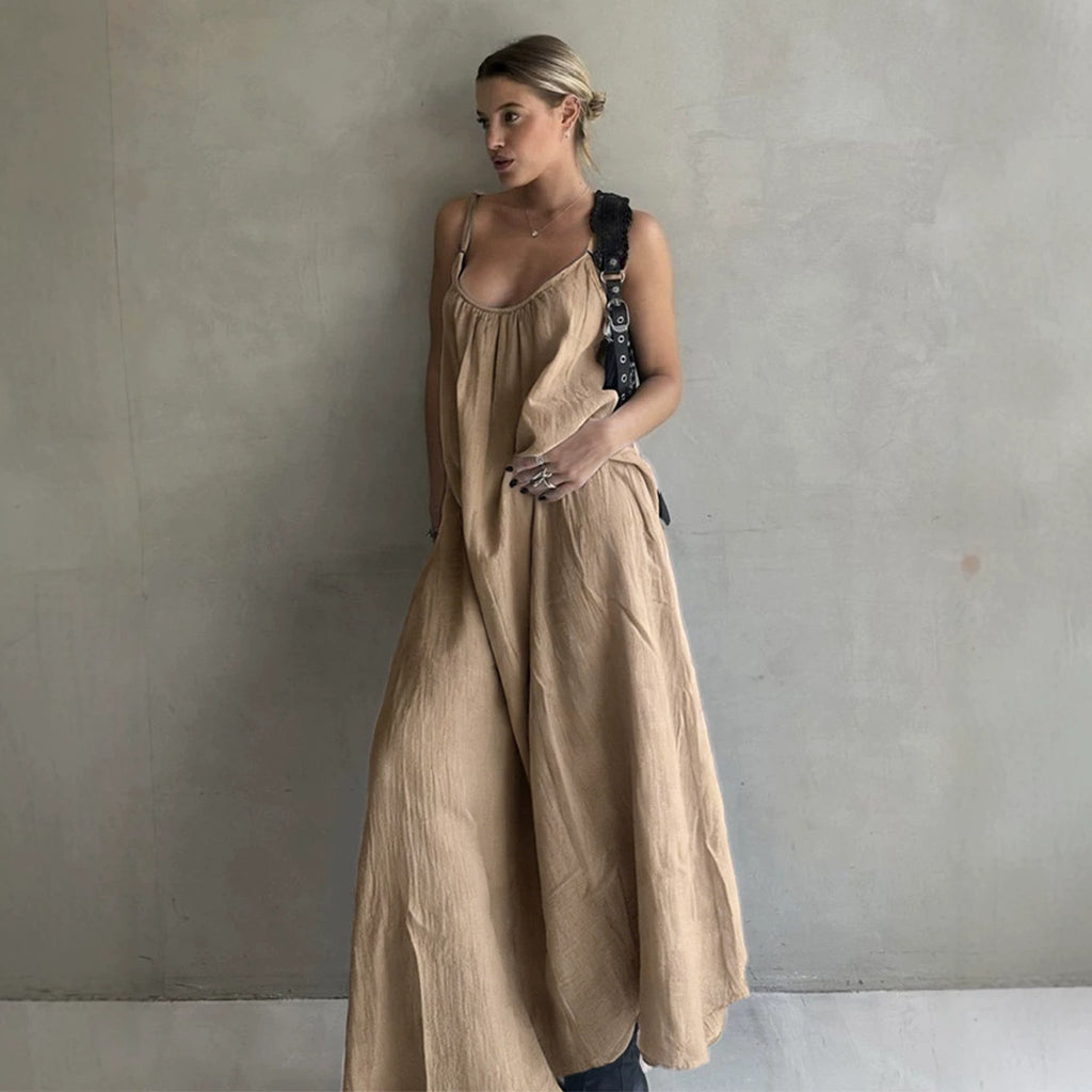 Women's Loose Cotton A-Line Cami Maxi Dress