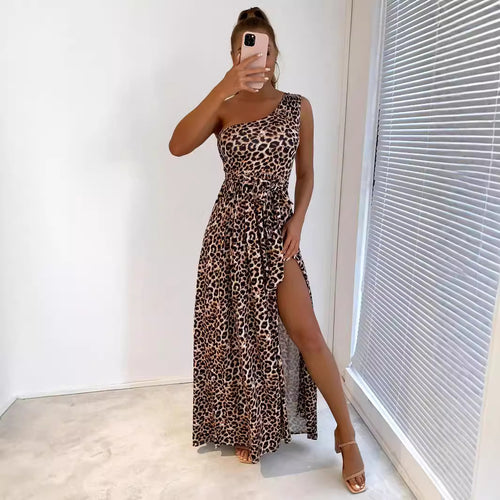 Printed Backless Chain-Strap Midi Dress