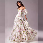 Off-Shoulder Organza Evening Dress