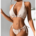 Halter Solid One-piece Swimwear