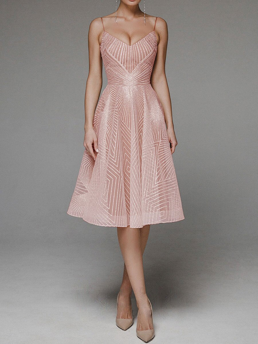 Women's Embroidered Sleeveless V-Neck Dress