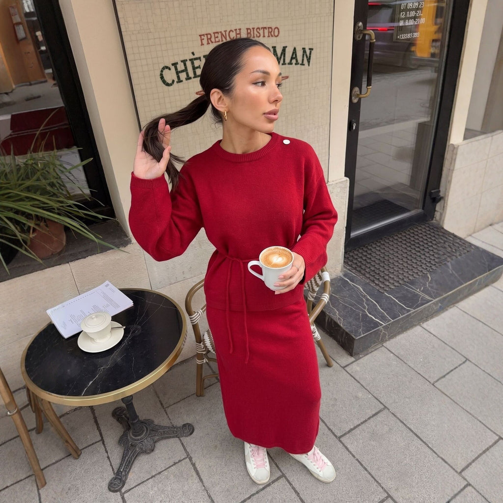 Women Autumn Winter Sweaters Skirt Loose Lazy Long Sleeve