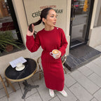 Women Autumn Winter Sweaters Skirt Loose Lazy Long Sleeve