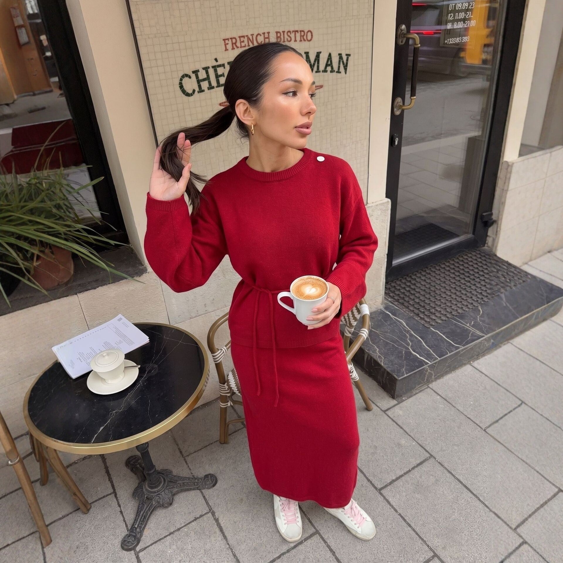 Women Autumn Winter Sweaters Skirt Loose Lazy Long Sleeve