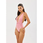 Women's Solid Color Backless One-Piece Swimsuit