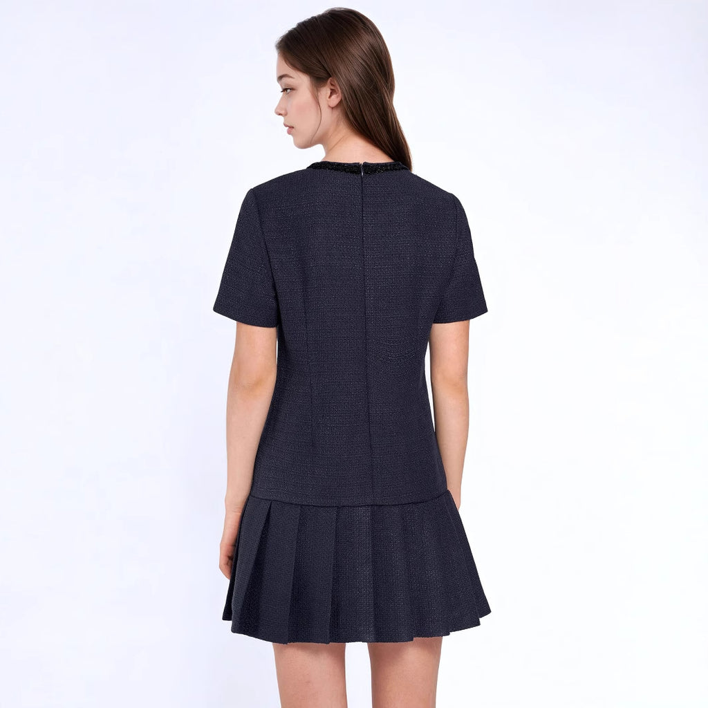 Women's Pleated Short Sleeve Dress