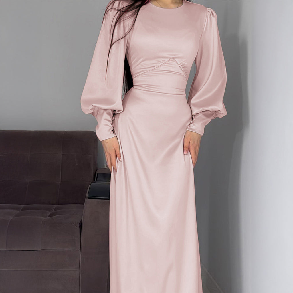 Women's Elegant Long Sleeve Button Dress