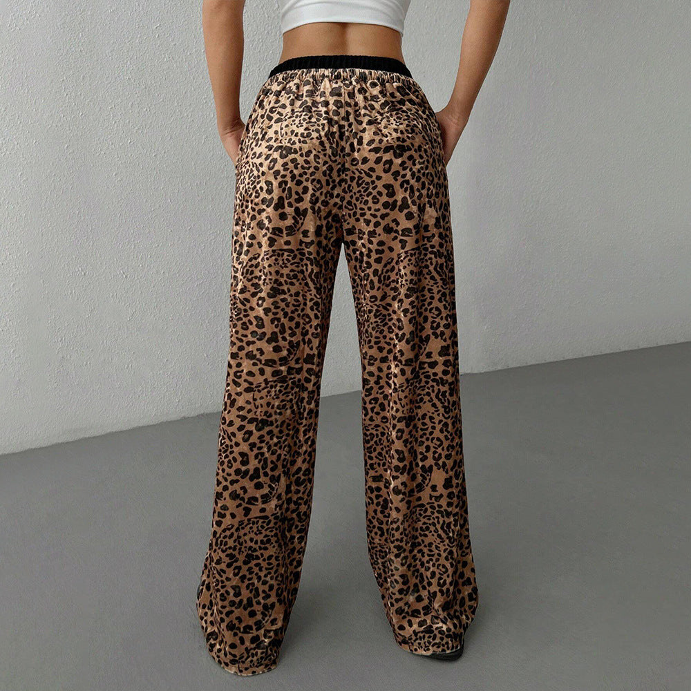 Women's Women Clothing Unique Design Casual Pants Autumn Winter Loose Drape Leopard Print Trendy Trousers