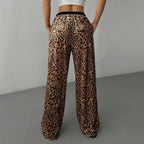 Women's Women Clothing Unique Design Casual Pants Autumn Winter Loose Drape Leopard Print Trendy Trousers