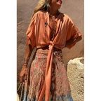 Women's Lace-Up Batwing Cardigan Top
