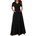 Women's Hooded Pocket A-Line Maxi Dress